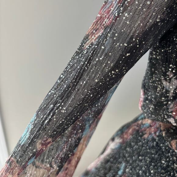 Bishop + Young Marmont Dress Enchanted Print Sheer Metallic Fairy Size XS - Picture 6 of 8